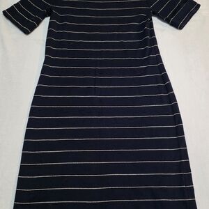 Ralph Lauren Navy and Gold Striped Long Sleeve Dress
